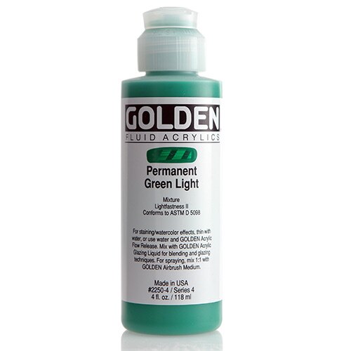 Golden, Fluid Acrylic, Paint, 4oz, Permanent Green Light